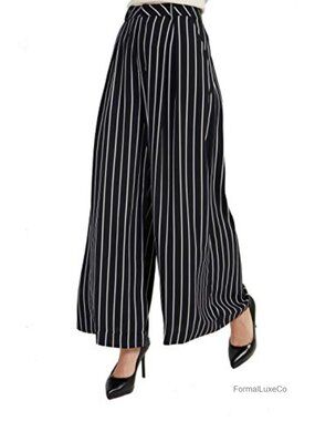 High Waist Wide Leg Palazzo Pants Pleated Trousers Business Casual